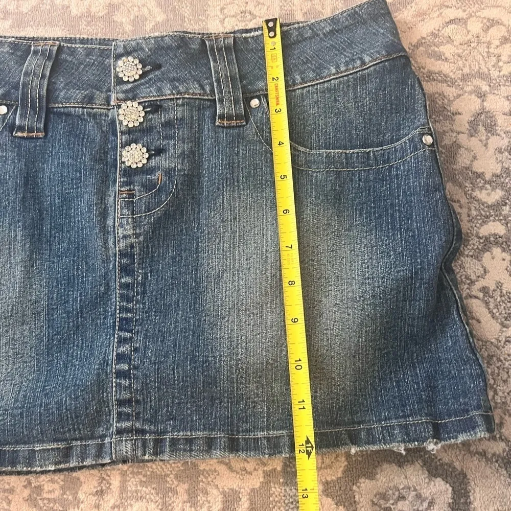Hydraulic Jean Mini Skirt SZ 5/6 light Wash denim Bling embellishments Y2K - Image 9