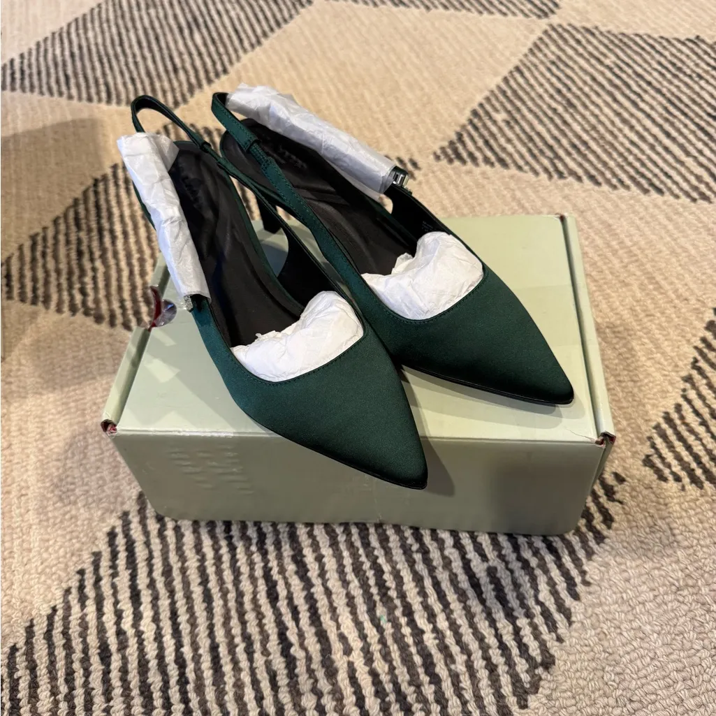Ted Baker Janie Bow Slingback Pointed Toe Pump Green 7.5 New - Image 2