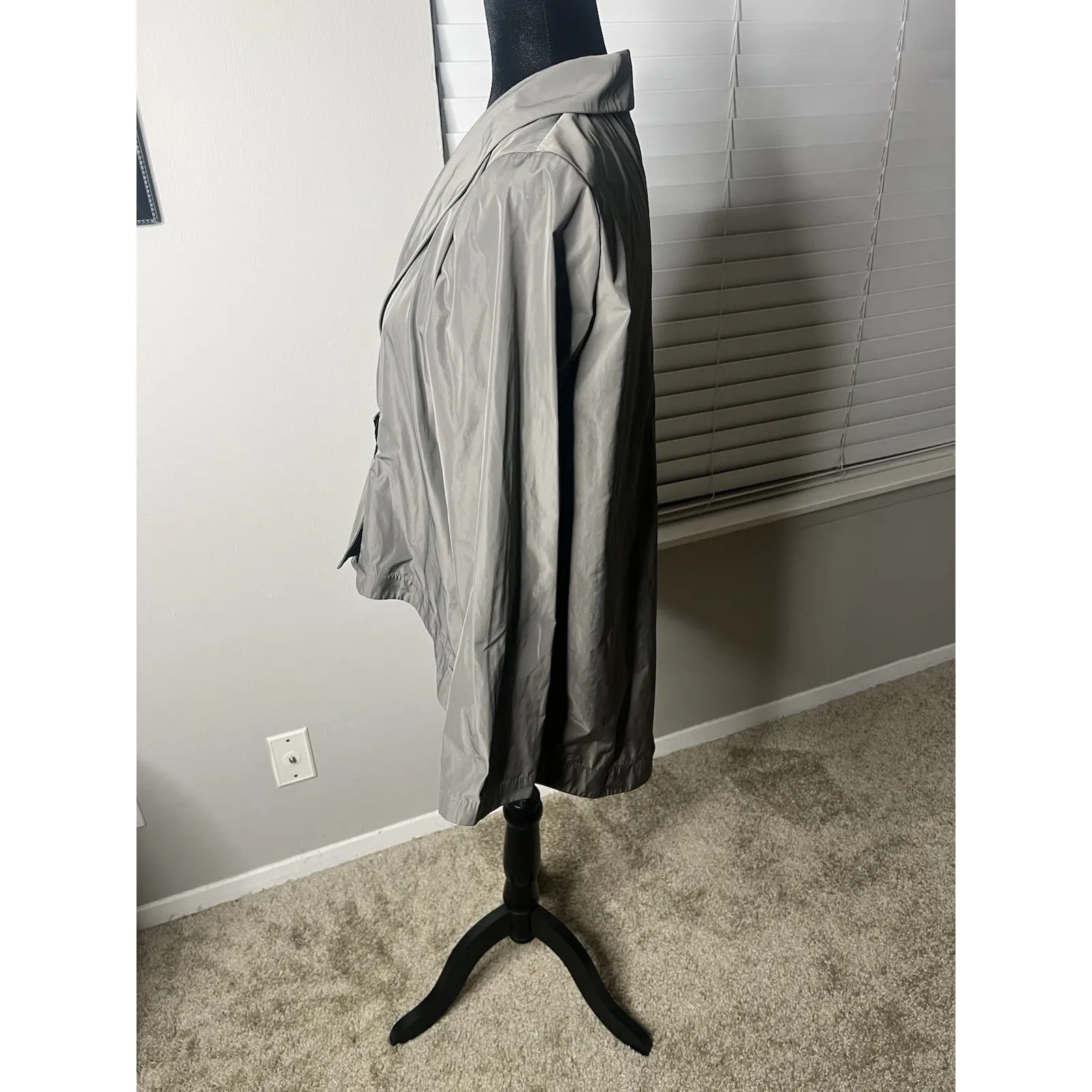 Sun Kim Jacket Women Small Taupe Oversized Lagenlook Shimmery Ltweight High Low Gray Size 4 - Image 15