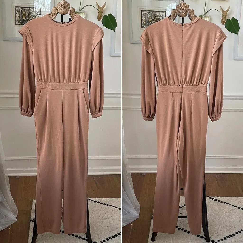 Express Cap Sleeve Lounge Jumpsuit Tan S - Image 2