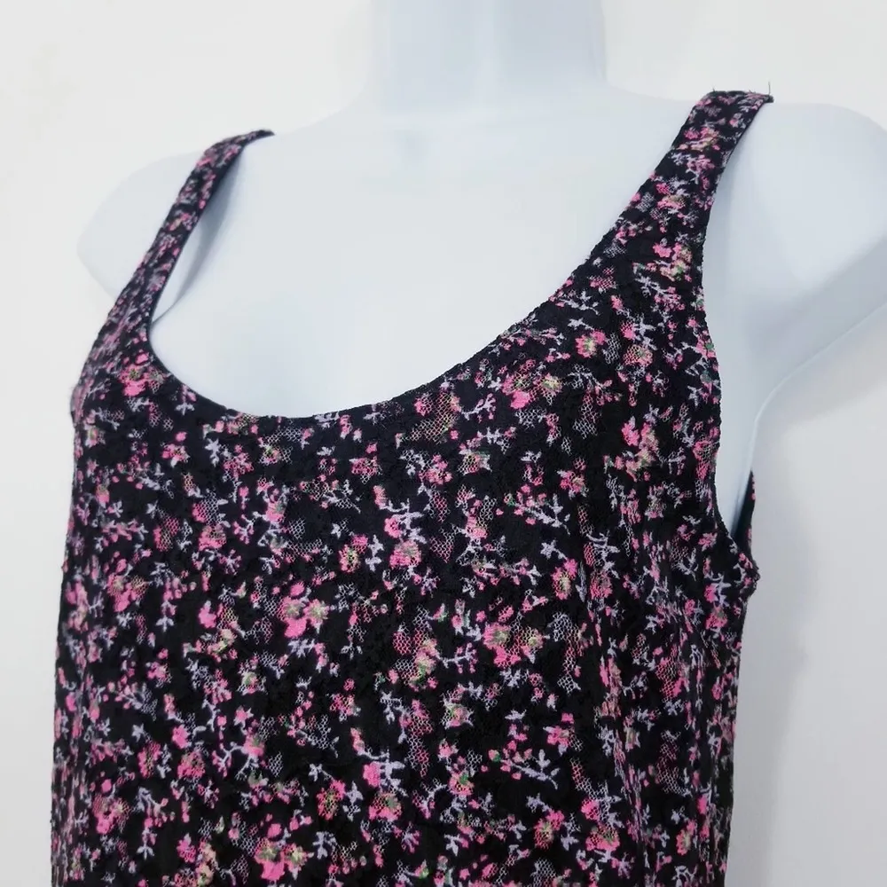 VOLCOM Stephanie Cherry Sexy Lace Ditsy Floral Dress Scoop Neck - Image 2