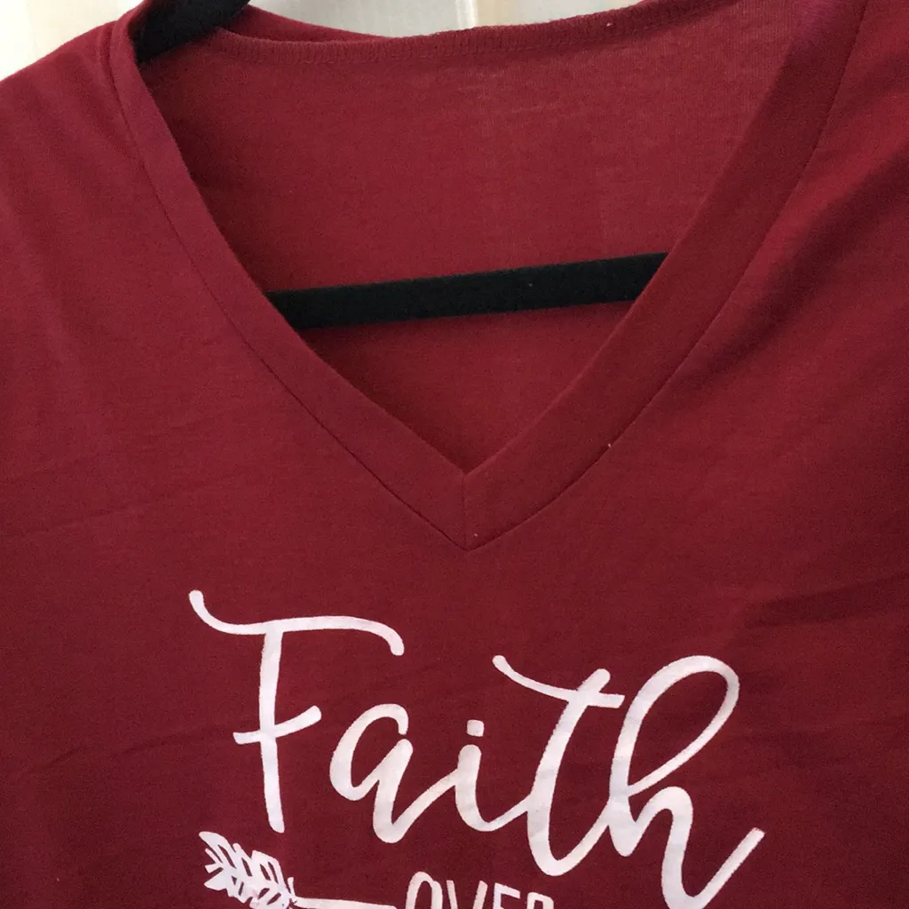 FINAL MARKDOWN Ladies faith over fear tee medium - Image 3