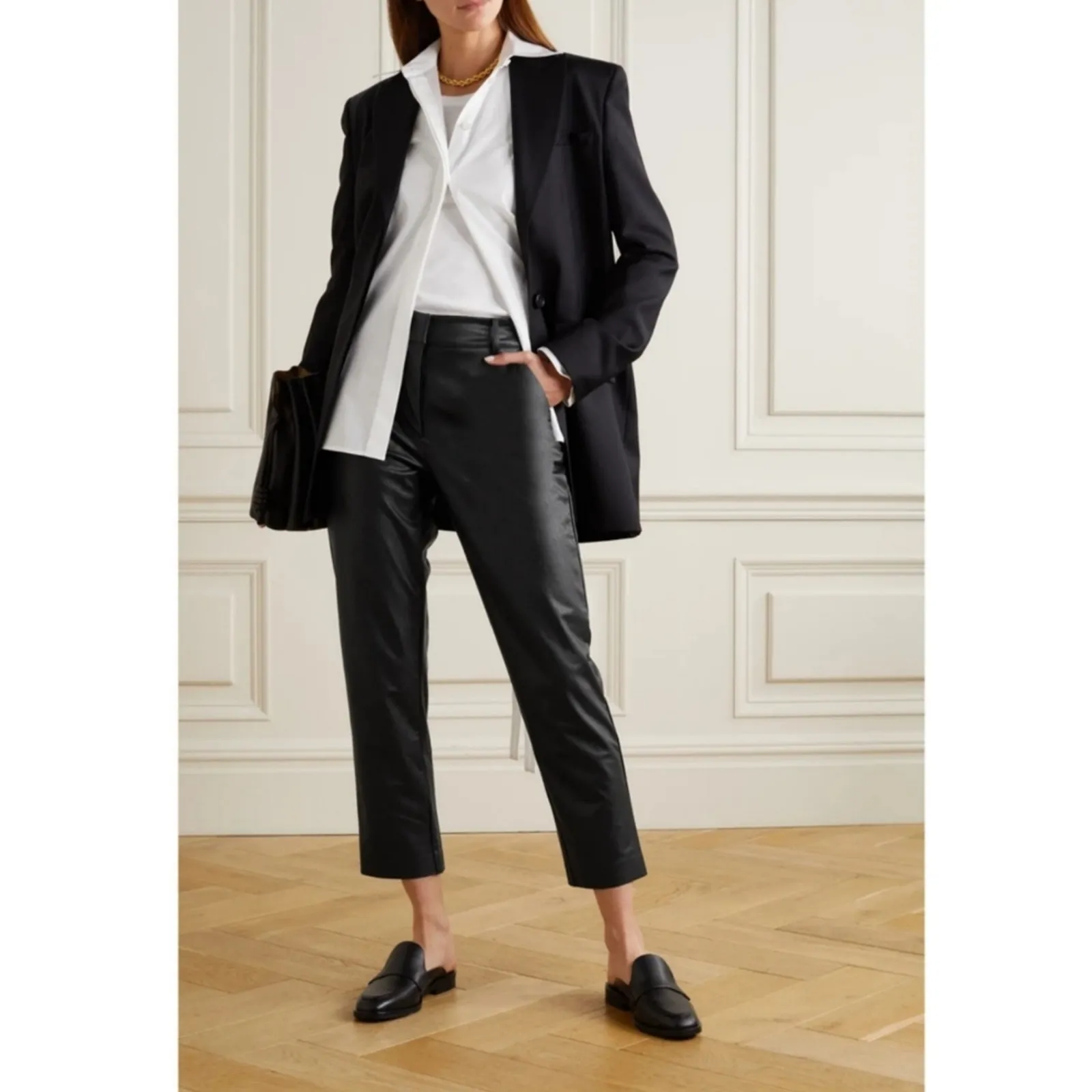 Commando Faux Leather Trousers Cropped Size L NEW High Rise Straight Leg Cropped - Image 12