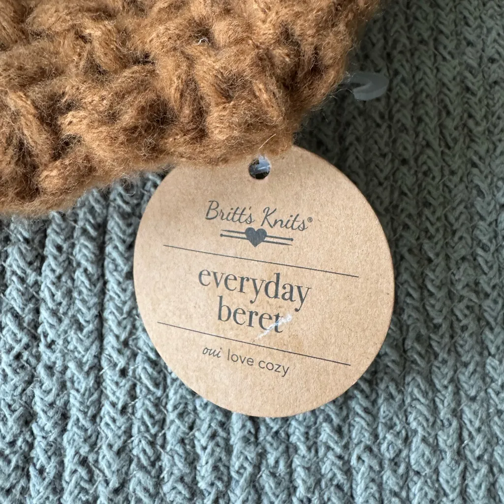 Britt’s Knits Camel Tan Chunky Knit Beret NWT - Image 3