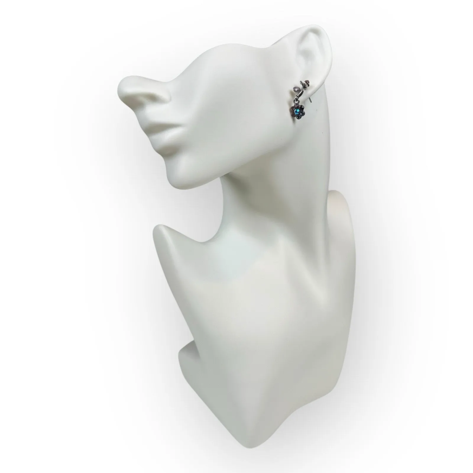 Vintage Purple Crystal Flower Earrings - Image 7