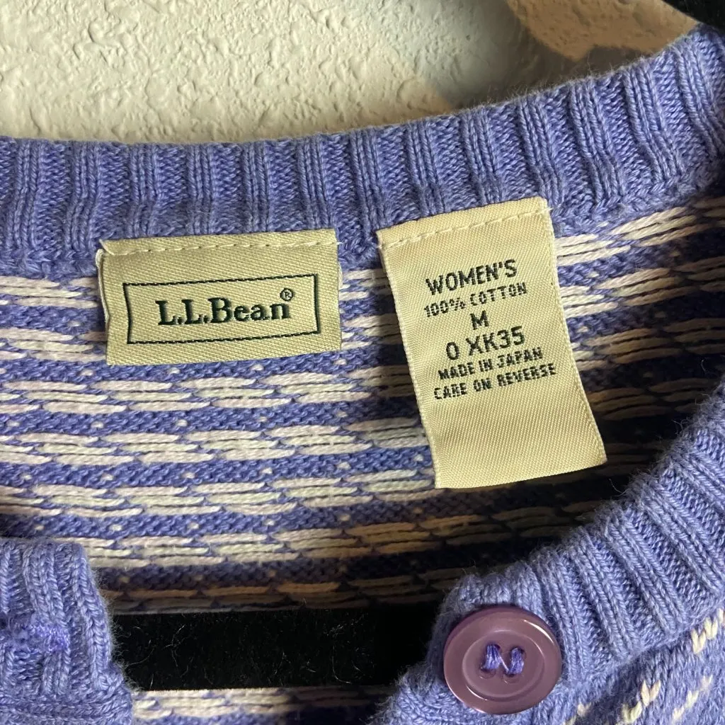 L.L. Bean Women's Size Medium Cardigan Sweater Periwinkle Purple Knit Grannycore - Image 4
