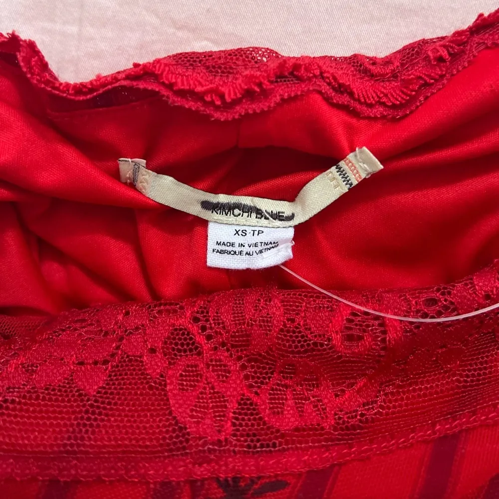 Kimchi Blue Red Off-Shoulder Dress with Floral Pattern - Image 6