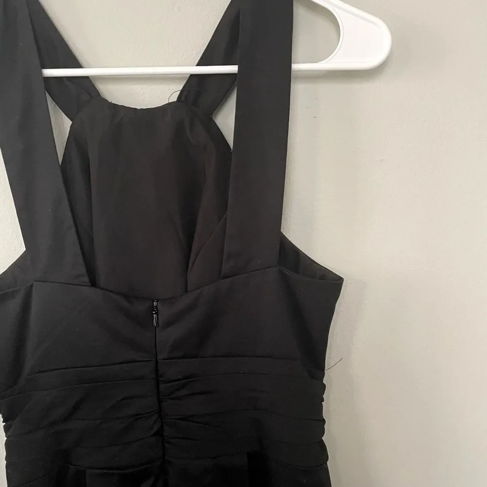 Davids Bridal black midi dress knee length formal cotton dress halter neckline - Image 3