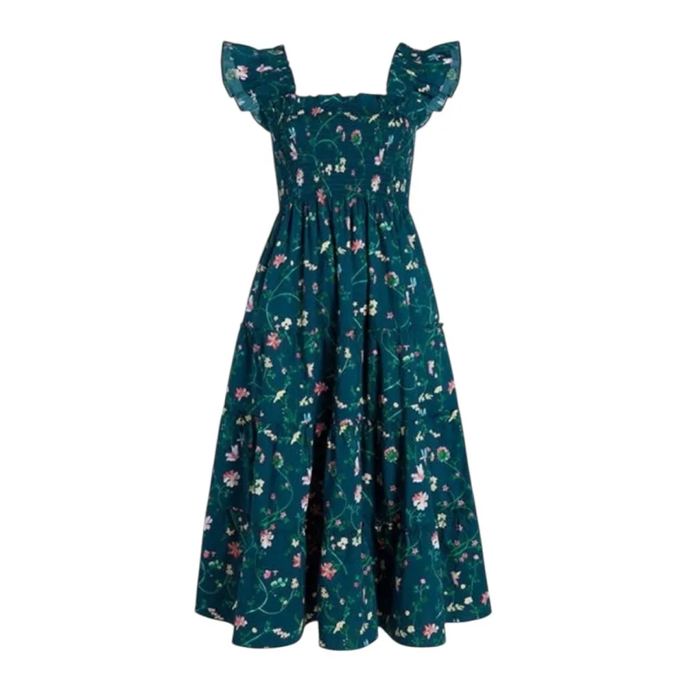 Hill House - Ellie Nap Moody Floral Teal Dress Sz XXS - Image 3