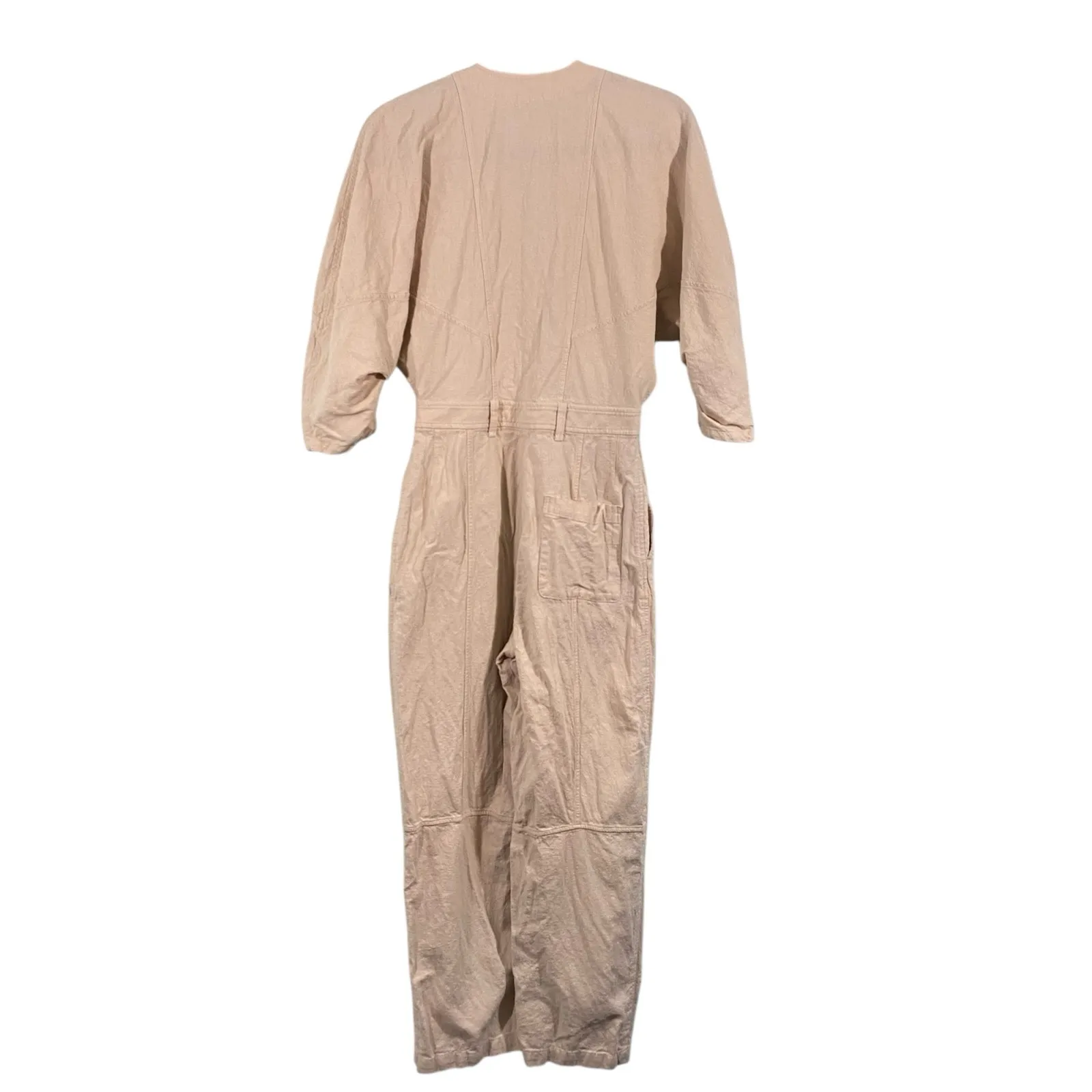 & Other Stories Women Beige Asymmetrical Linen Blend Jumpsuit Size US 4 - Image 11