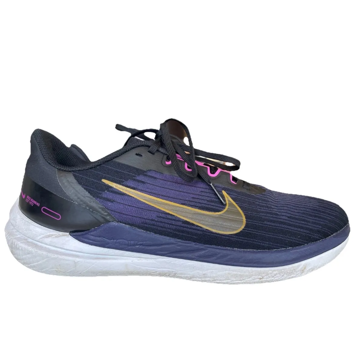 Nike Men's Air Winflo 9 Black Purple Gold Running Shoes #DD6203-007 Size US11.5 - Image 2