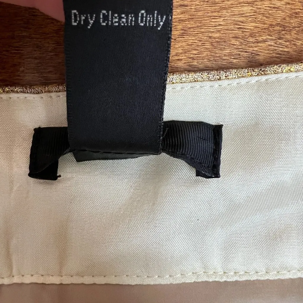 J Crew Collection Skirt Womens 14 Gold Silk Blend Metallic Pencil Office Holiday - Image 13