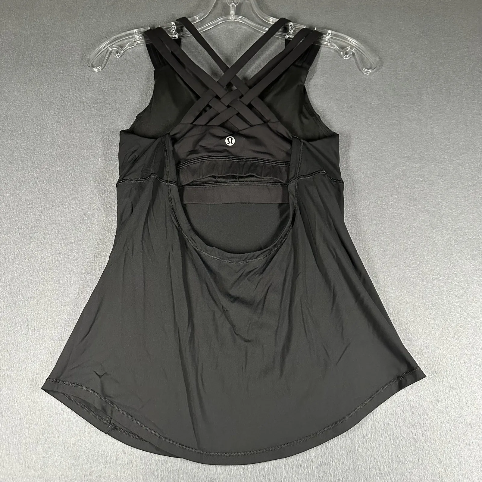 Lululemon Beat The Heat Tank Womens 4 Black Strappy Built In Bra Tennis Running - Image 6