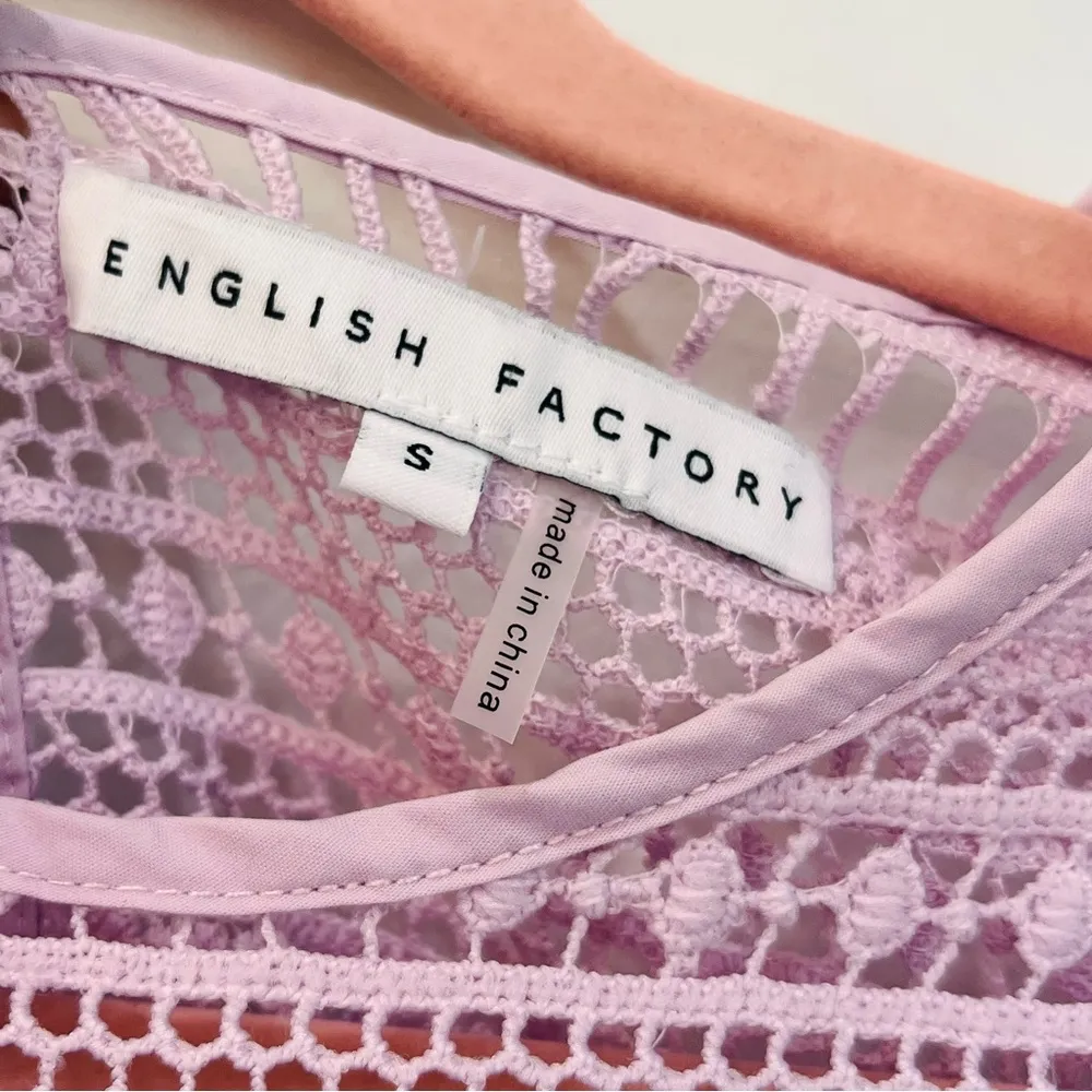 ENGLISH FACTORY purple Lace Detail Mini Dress sz small - Image 7