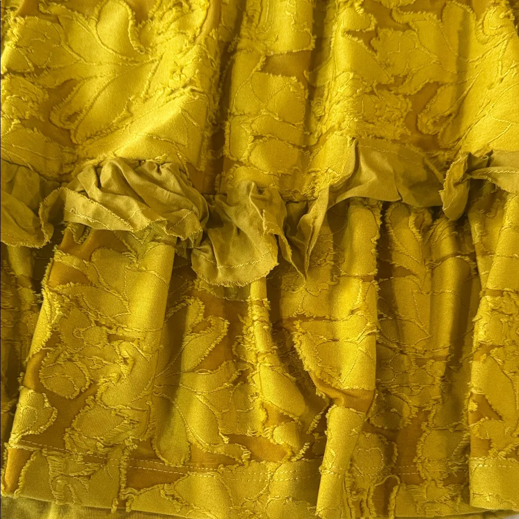 Anthropologie Playful Ruffle Knit Mustard Mini Dress - Image 9