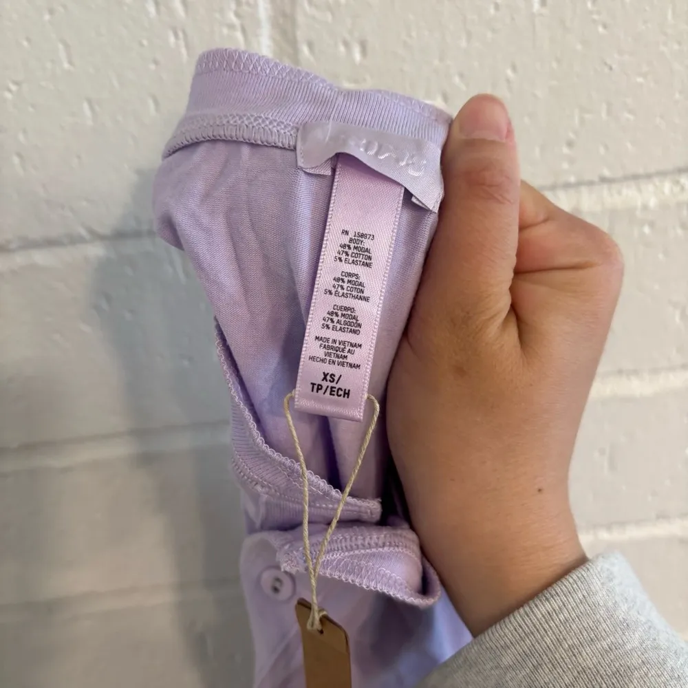 NWT SKIMS boyfriend longsleeve Henley shirt in lily - Image 6