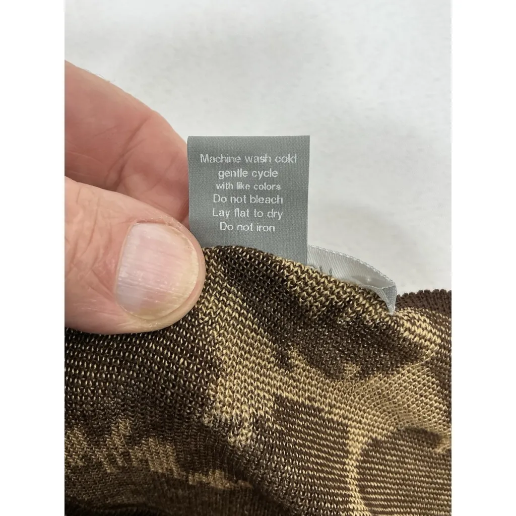 Womans NY Collection Animal Print Poncho L/XL Brown Beige Wide Neck - Image 4