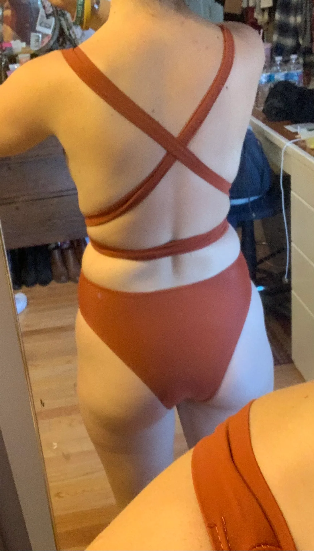 SheIn Rust Orange One-Piece Bathing Suit - Image 4