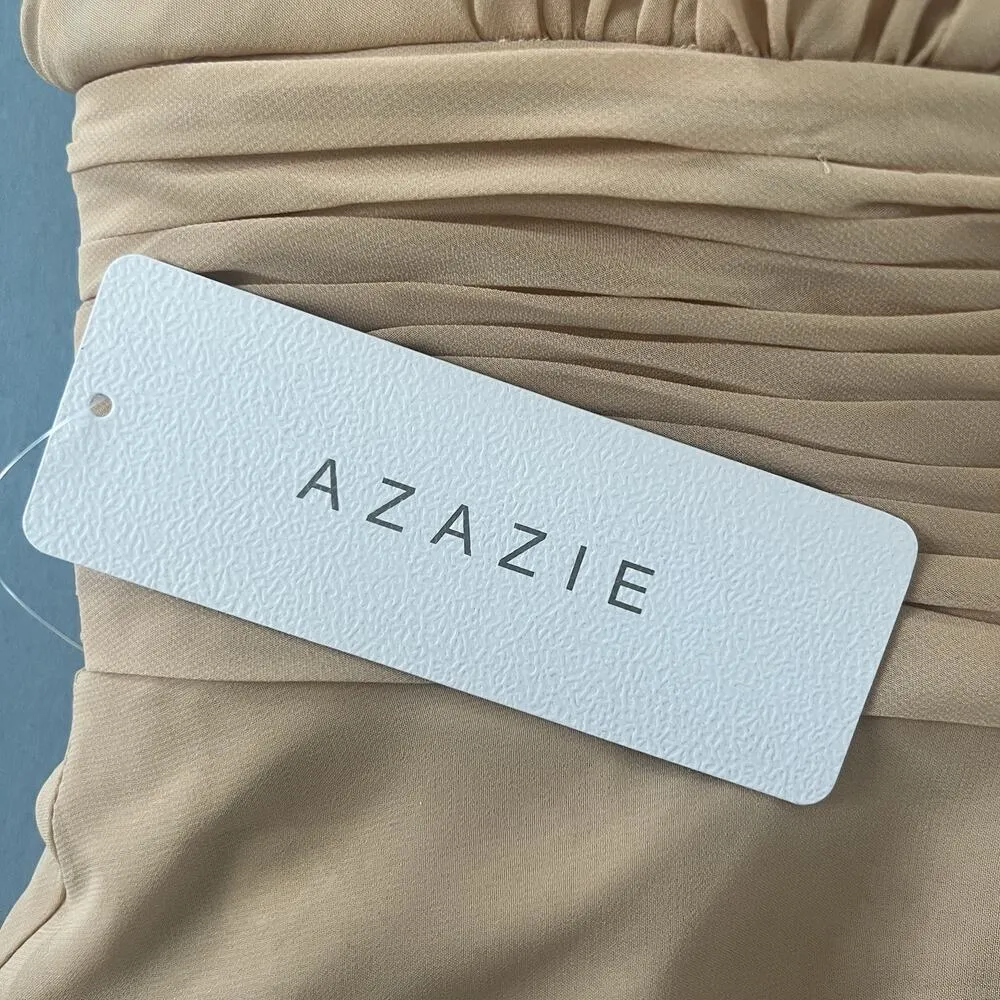NWT Azazie Fifi Sand A-Line Strapless Chiffon Convertible Bridesmaid Dress - Image 4