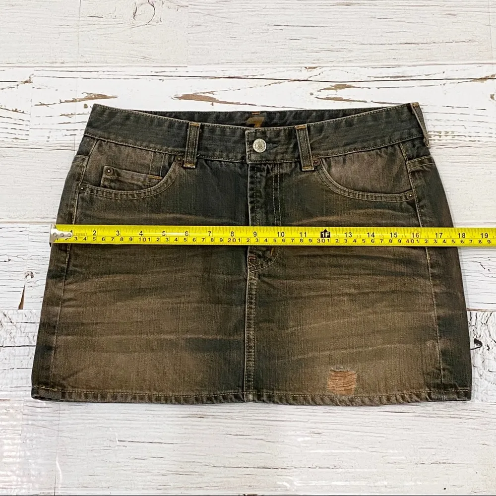 7 For All Mankind Acid Washed Mini Denim Skirt 27 - Image 6