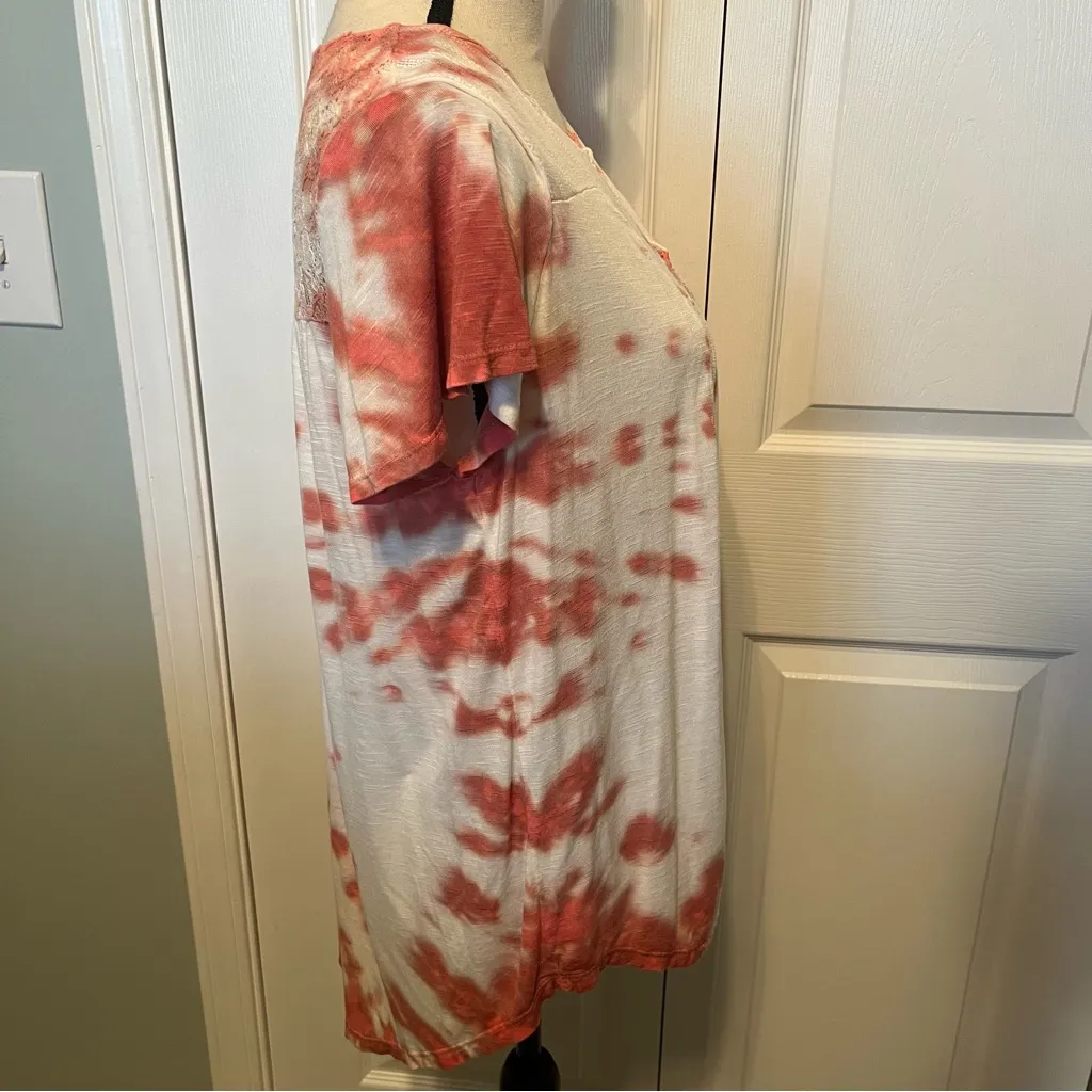 Knox Rose Womens Size Medium Shrimp Pink‎ Peach Tie Dye Top Shirt Boho Bohemian - Image 7