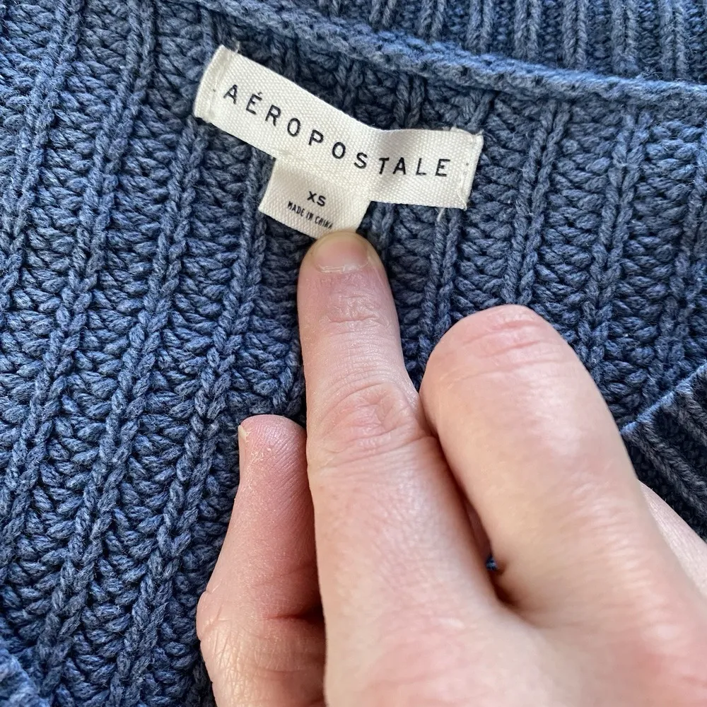 Aeropostale Ribbed Blue Country Chic Cropped Sweater Longsleeved XS Y2K Baby - Image 2