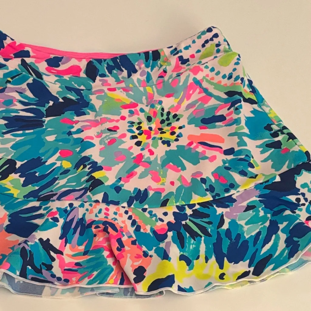 LILY PULITZER LUXLETHIC MULTICOLORED SKORT BUILT IN PINK SHORTS WITH POCKETS XS - Image 4