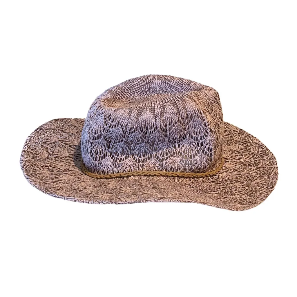 C.C Mauve Horseshoe Lace Knit Panama Western Cowgirl Hat. Festival Boho Rodeo Purple - Image 9