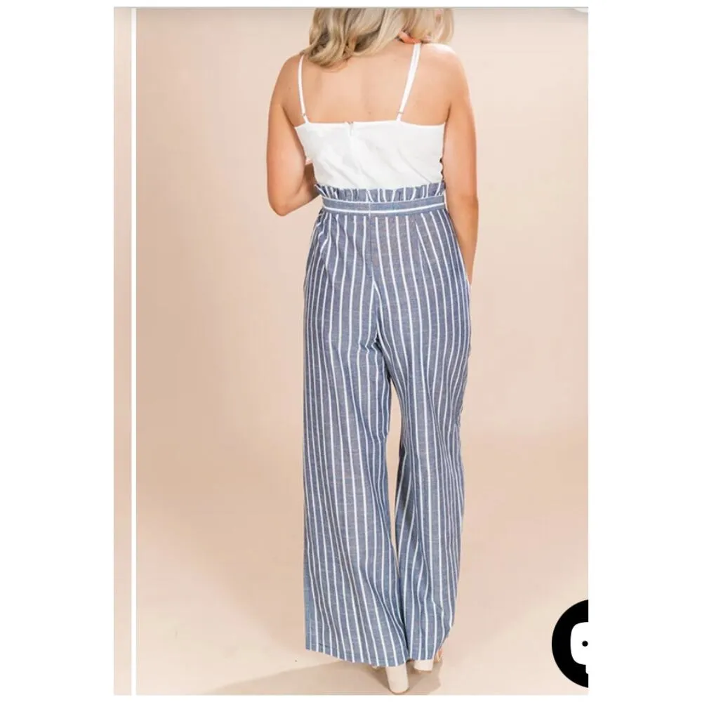 Altard State Linen Blend Stripe Jumpsuit Size Small - Image 4
