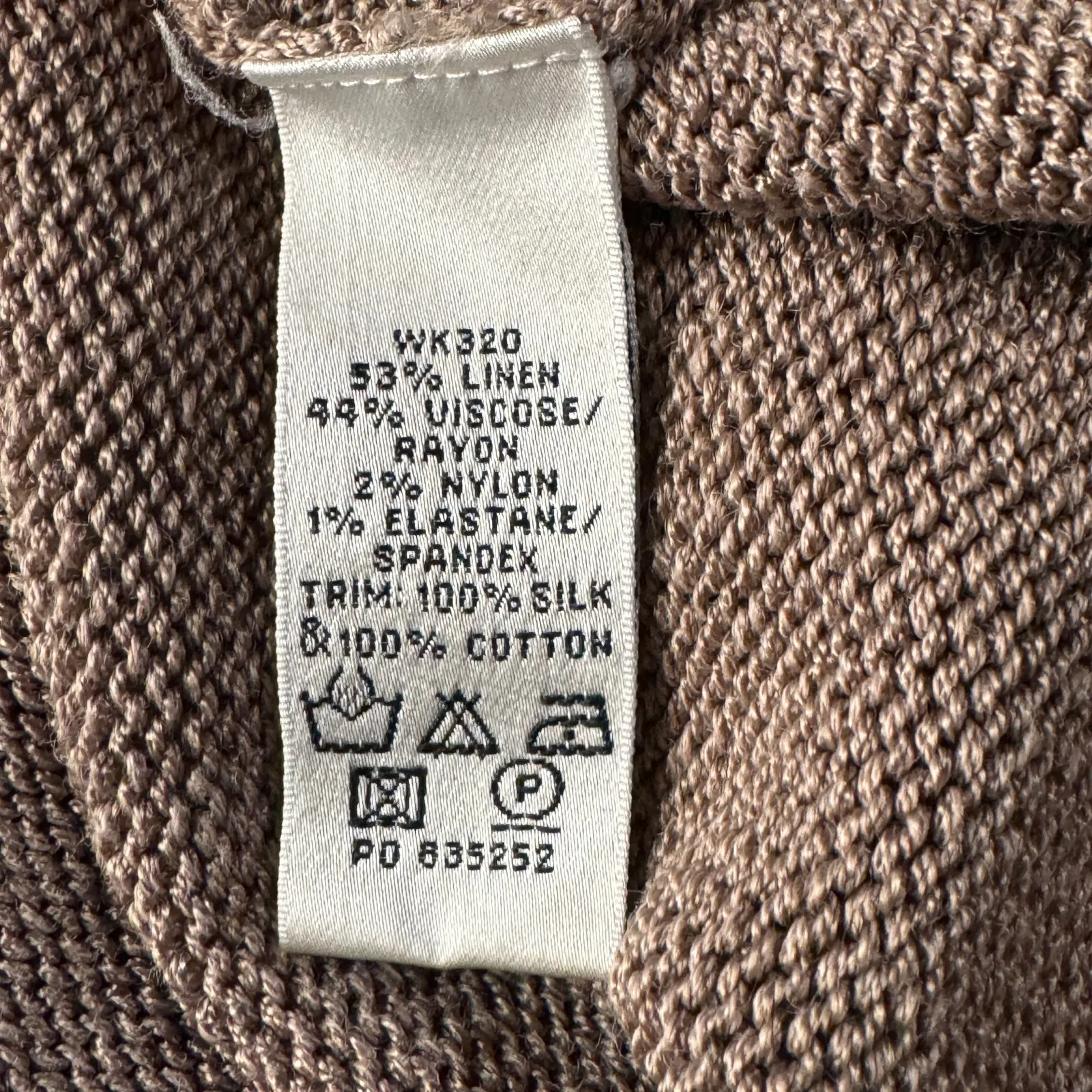 Boden SZ 14 Cardigan Ruffled Tie Front Long Sleeves Linen Blend Stretch Beige Tan - Image 8