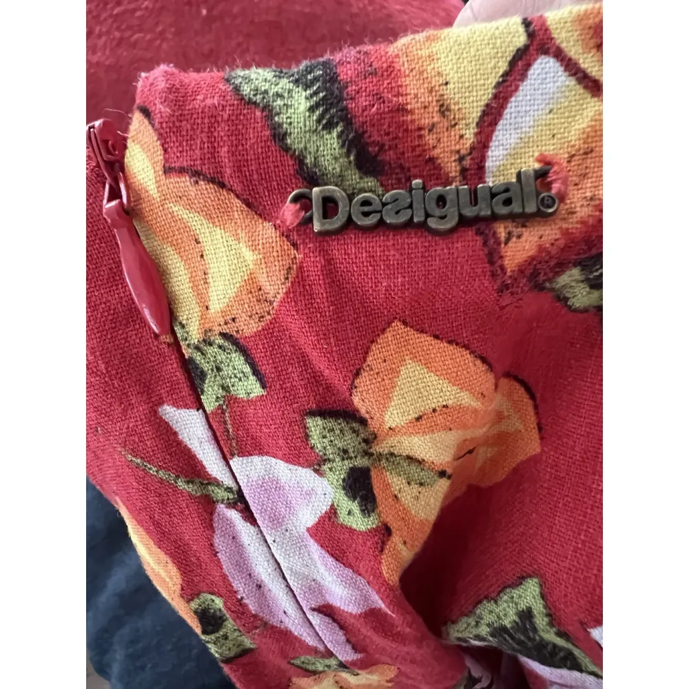 DESIGUAL Red Lisa Foulard Linen Blend Sleeveless Shift Dress Size 38 US S - Image 11