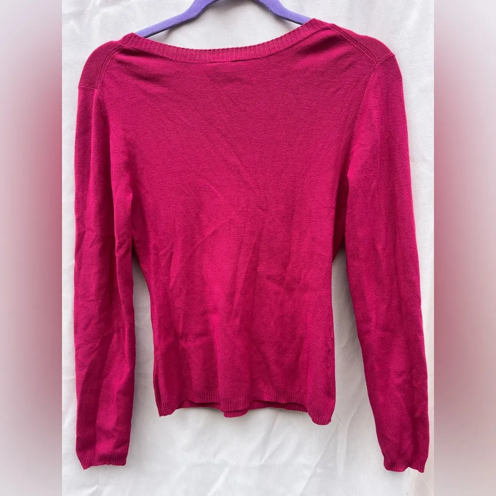 LOFT Fuchsia V-Neck Sweater - Image 4