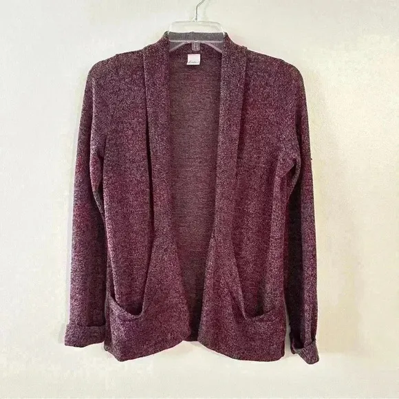 Kirra Purple Open Front Cardigan Sweater Size Large Long Cuffed Sleeve Pockets - Image 13