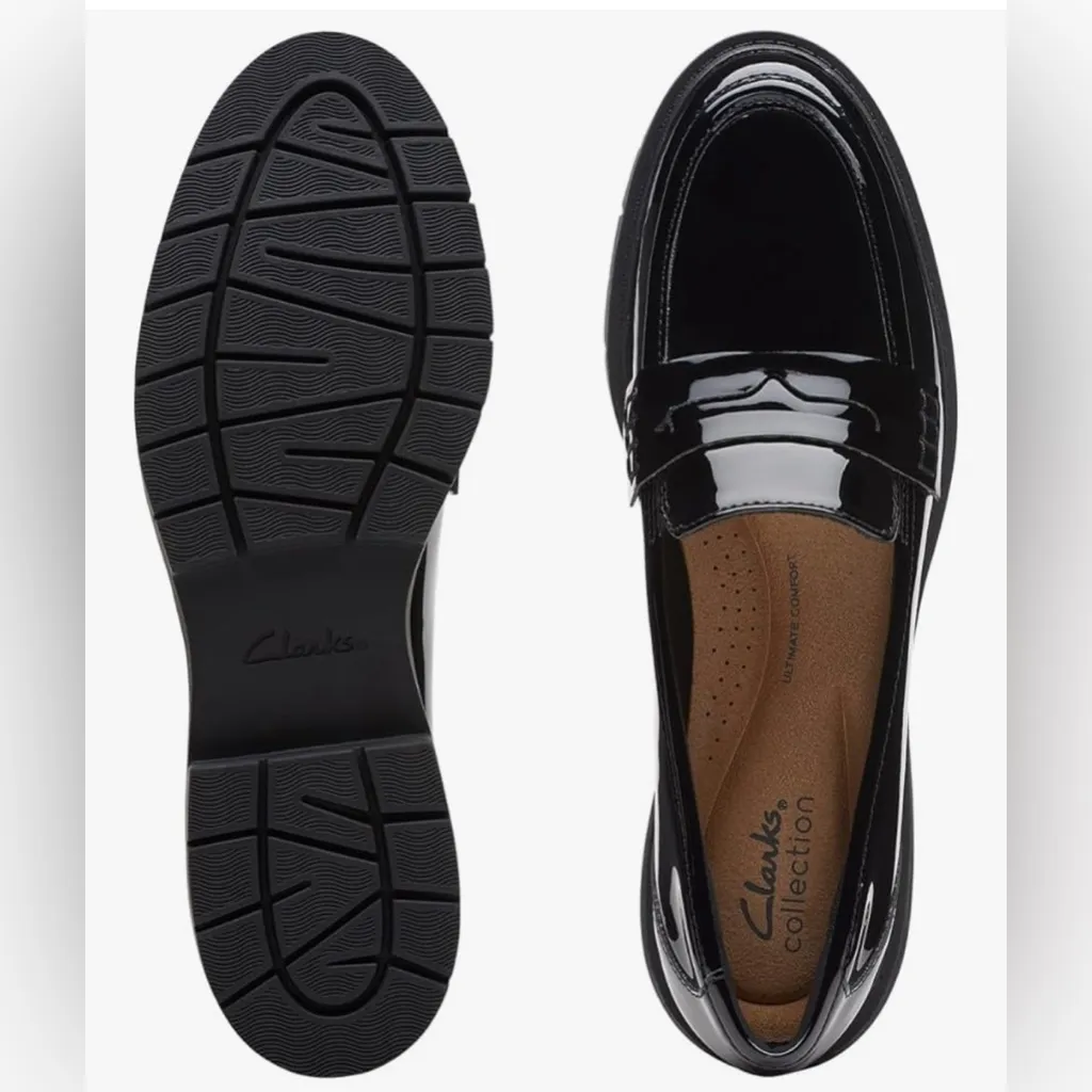 NEW Black Patent Clarks Westlynn Ayla Loafer Shoes 11 $95 - Image 5