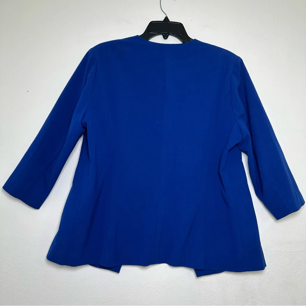 Elegant Royal Blue Women's Blazer 3/4 Sleeves with Shoulder Padding Size L - Image 2