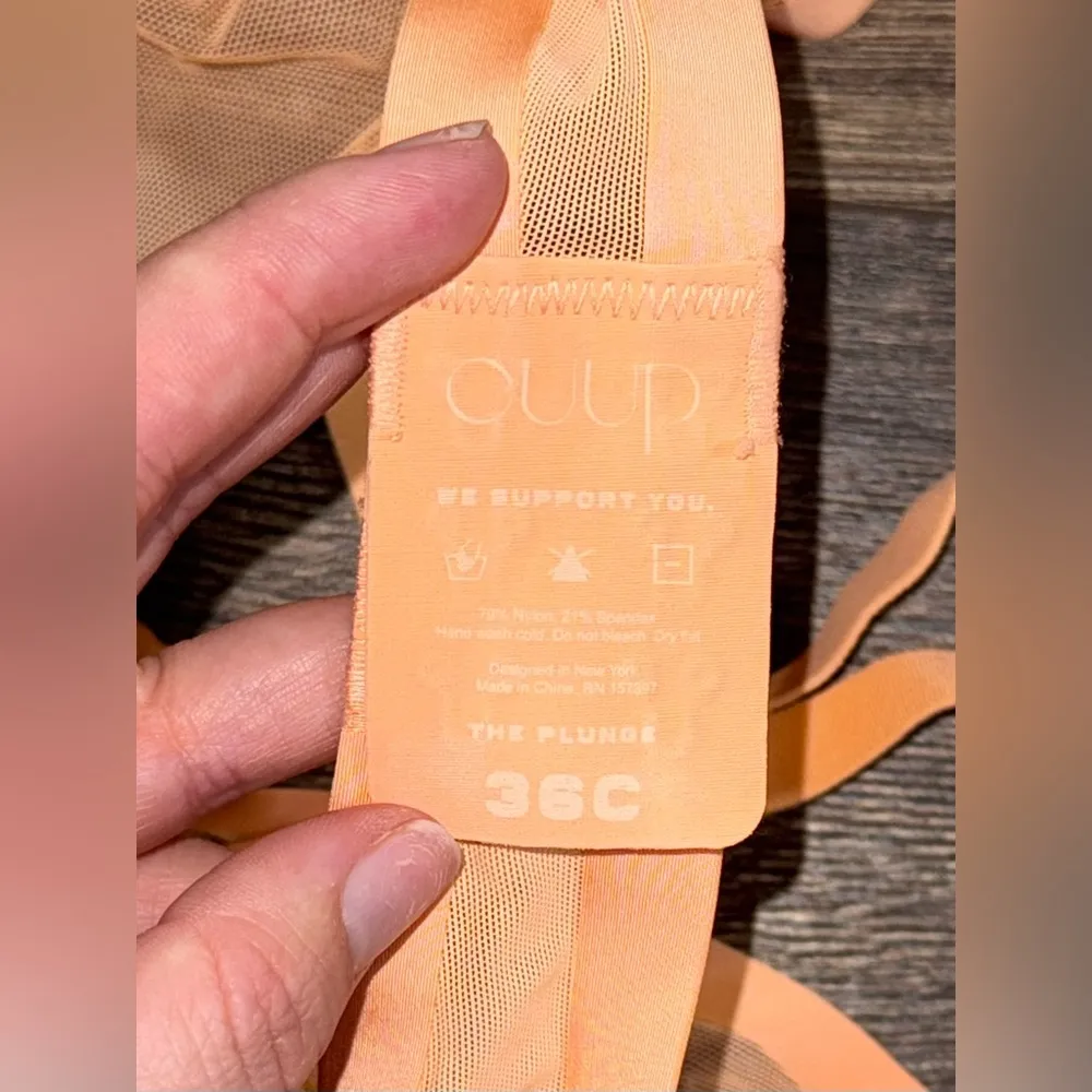 NWOT CUUP The Plunge Mesh Bra Orange Size undefined - Image 5