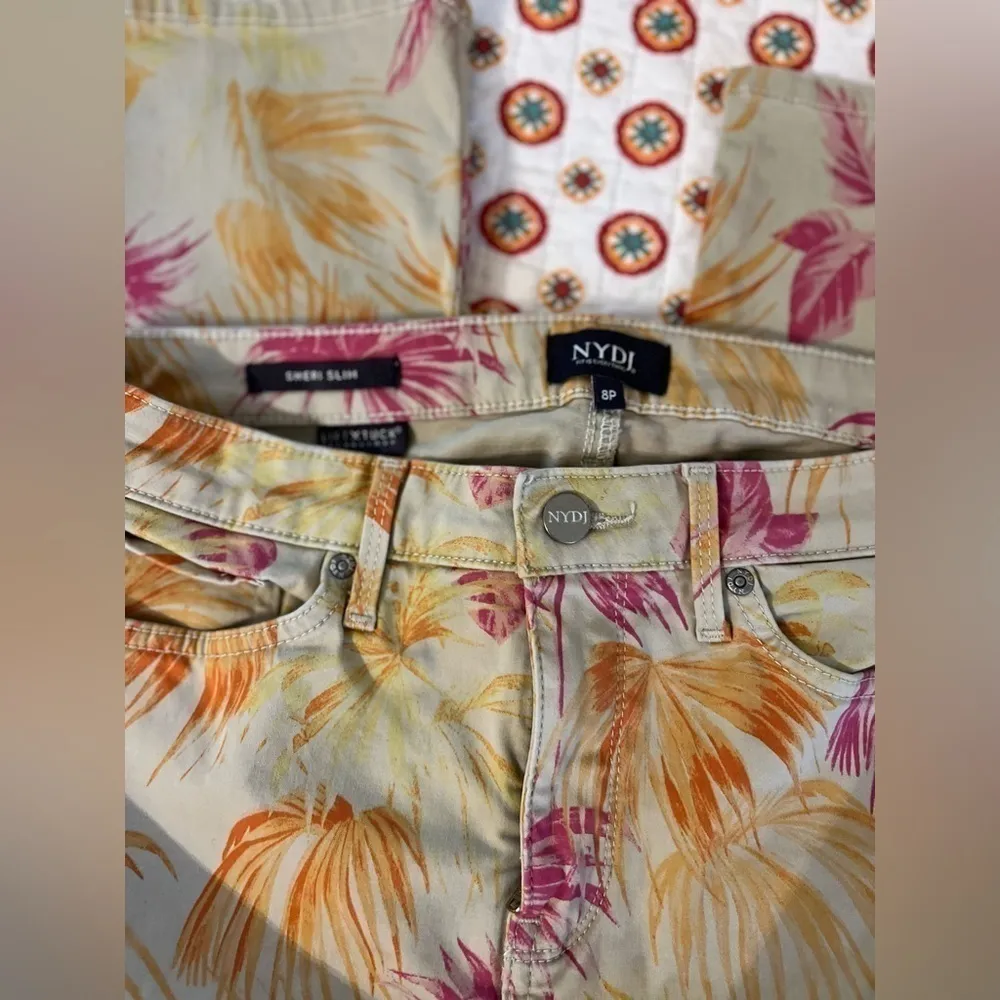 NYDJ Women's Sheri Slim Ankle Jeans Beach Garden Clementine Size 8P - Image 7