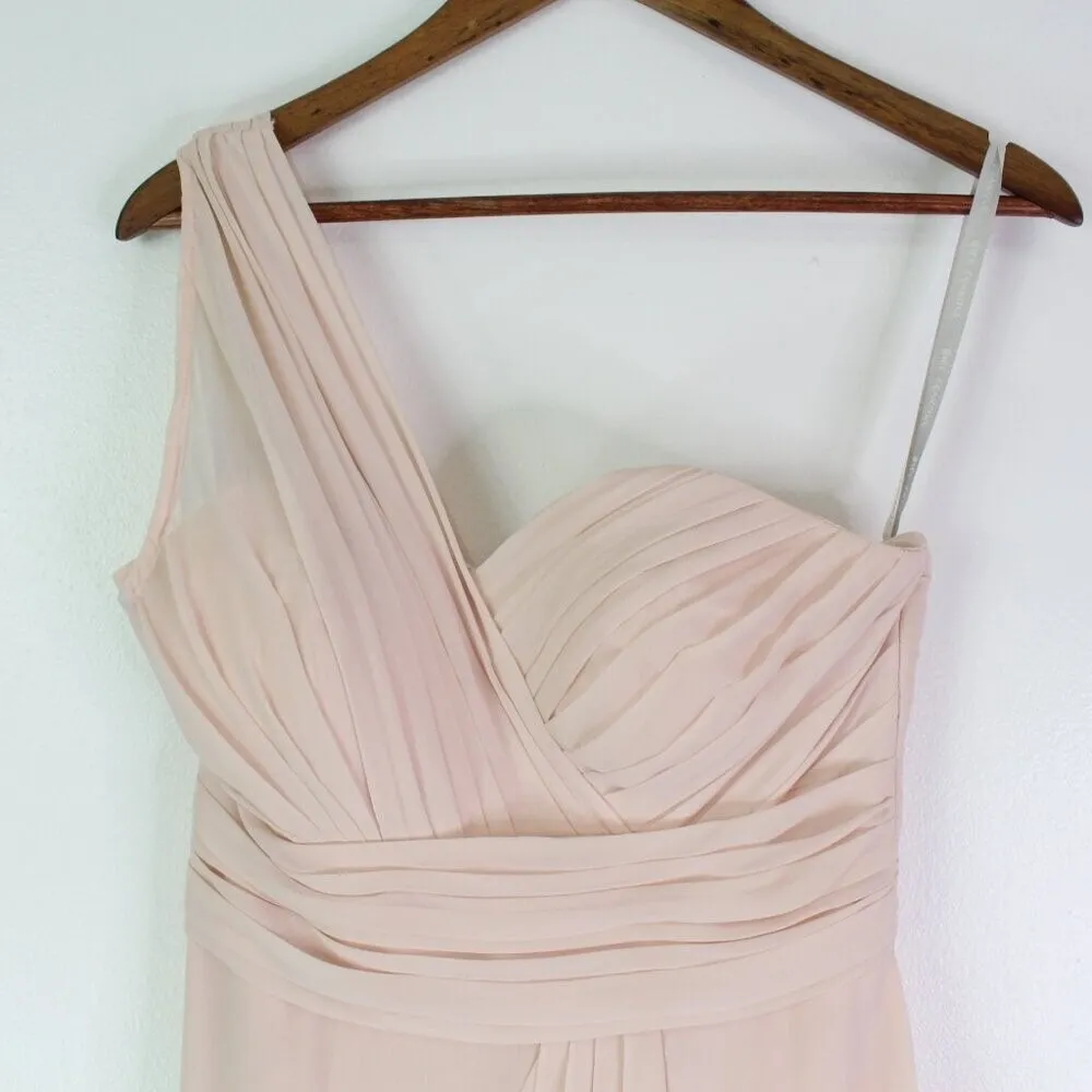 Bill Levkoff Pleated Chiffon One Shoulder Maxi Dress Pink Size 8‎ - Image 3