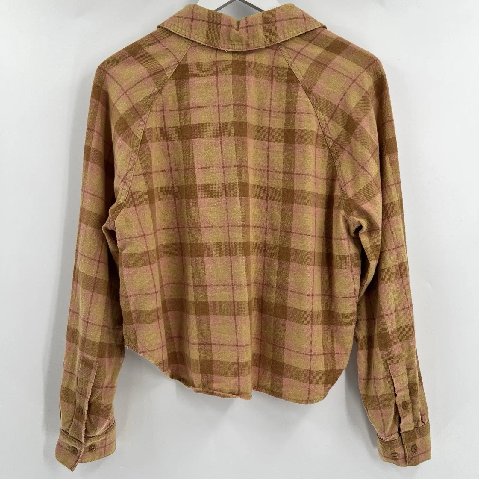 AMO Denise Shirt Women's Small Plaid Button Up Down Flannel Long Sleeve Gorpcore Tan - Image 6