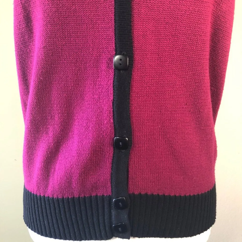 Vtg 90s Casual Corner Sleeveless Colorblock Grandma Button Up Sweater Knit Vest - Image 7