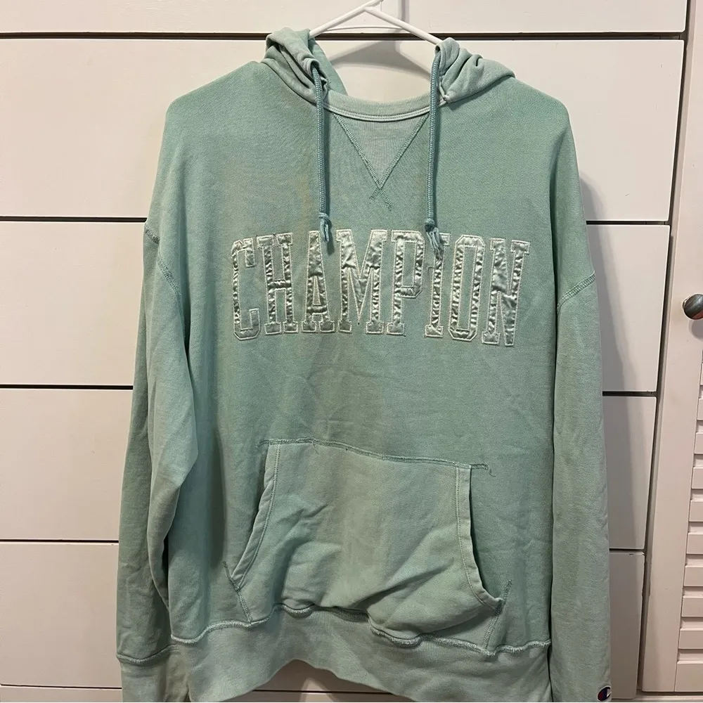 Champion Teal Distressed Sweatshirt Hoodie - Image 2