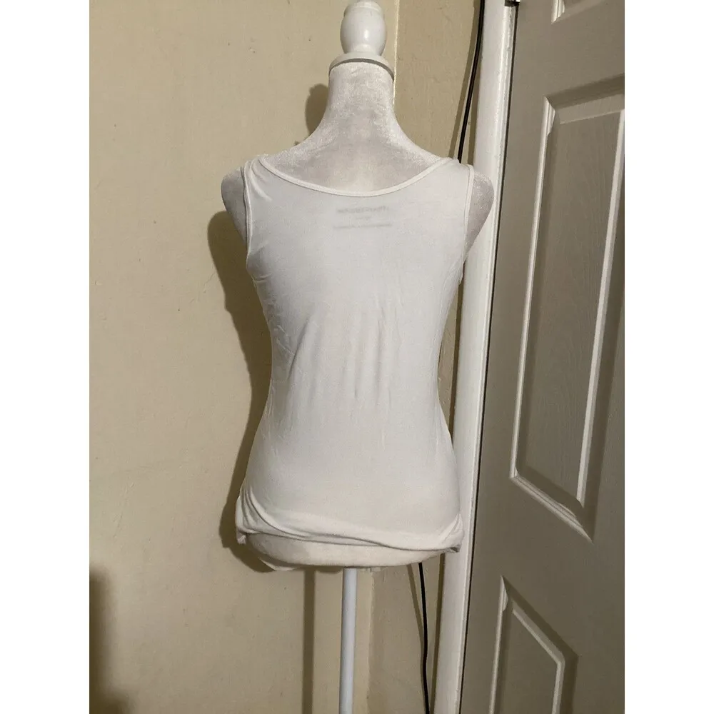 A Pea In The Pod Tank Top Womens Medium White Maternity Stretch Cotton Modal - Image 3