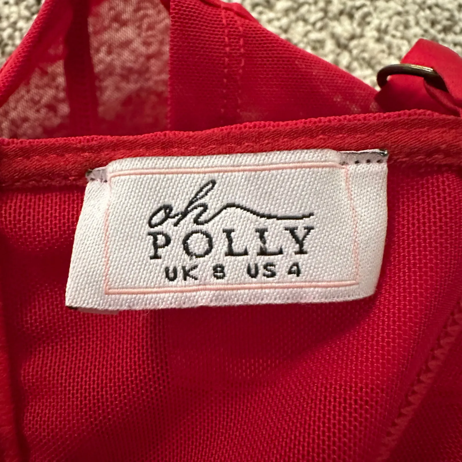 Oh Polly! red sheer mesh bustier bra top size 4 - Image 4