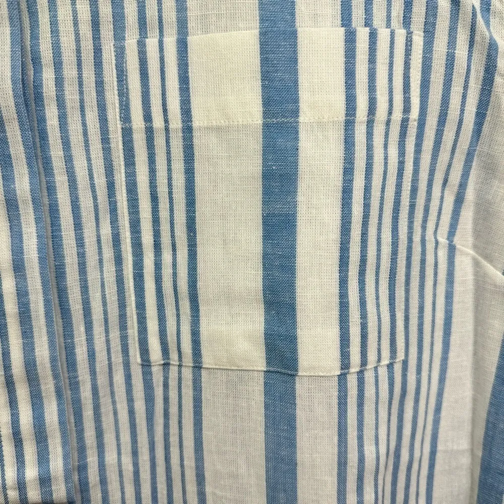Keren Hart Blue & White Striped Button Down Oxford Shirt Size Extra Large NEW - Image 8