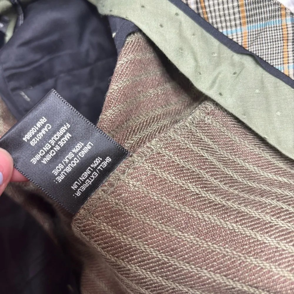 L.A.M.B. Linen Silk lined Green Pinstripe Long pants Lagenlook size 4 NWT - Image 5