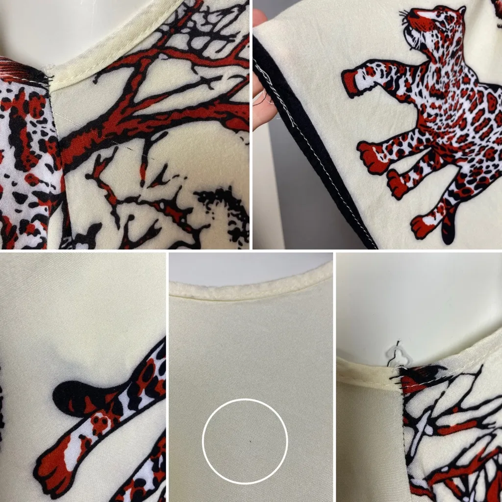 Jungle Print Dress Tunic Leopard Sleeveless Swing Relaxed Fit Women Animal Trees Black Size M - Image 9