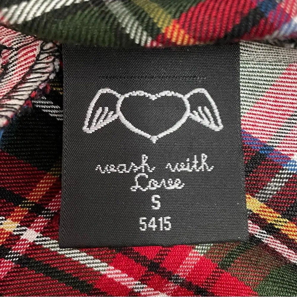 Hell Bunny Vixen Plaid Midi Skirt Red Green Tartan Swing Circle Skirt Size Small - Image 9