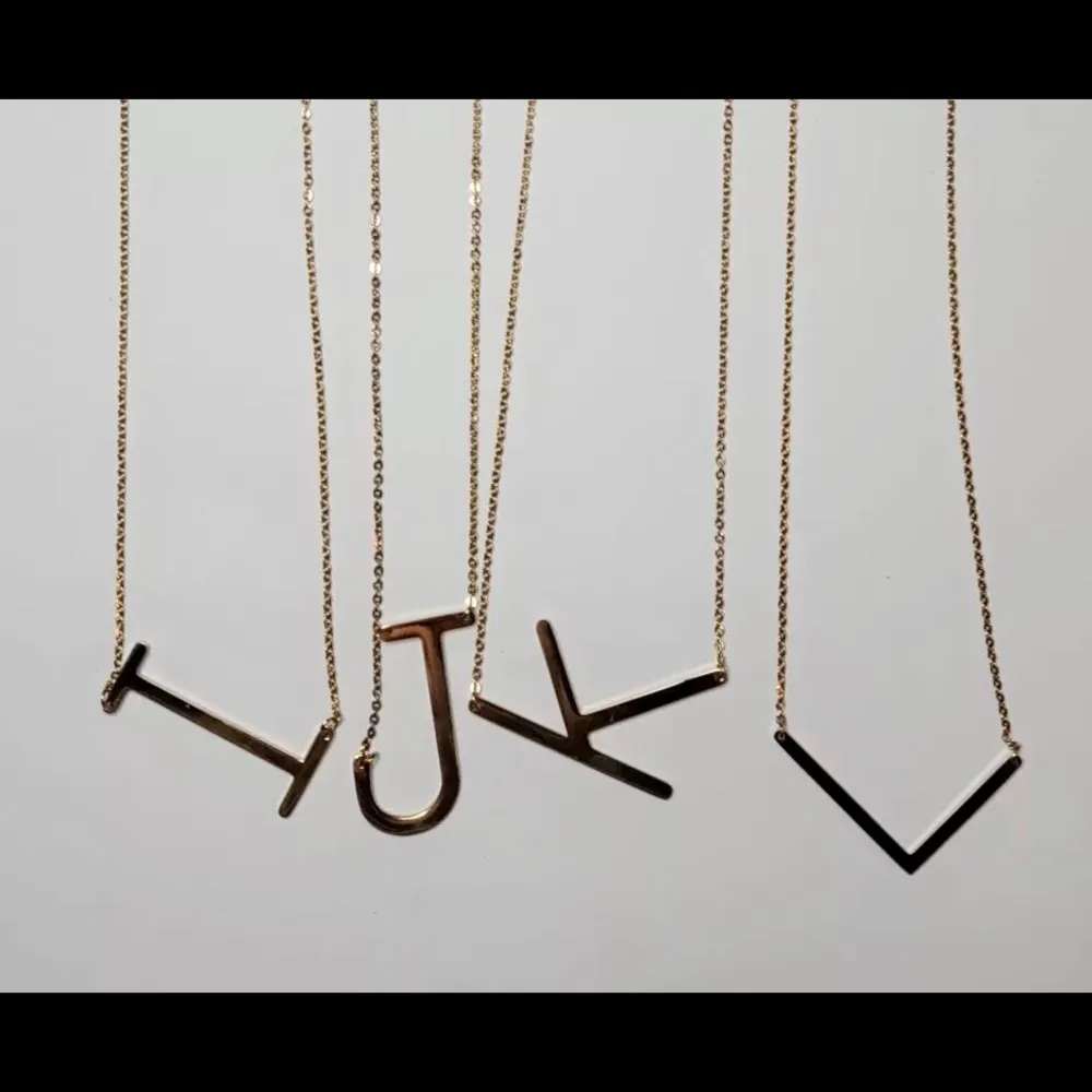 Gold Initial Pendant Necklace Letters A - Image 5