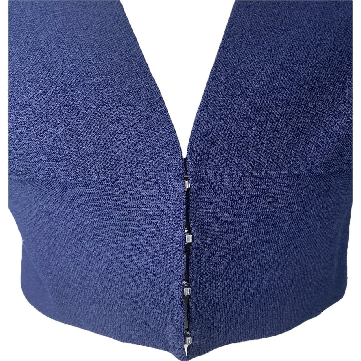 Hugo Boss Navy Cropped Open 4 Hook Clasp Bottom Professional Cardigan Sweater -M - Image 2