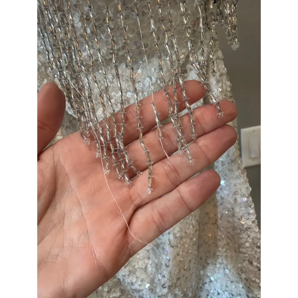 retrofete Cassandra Strapless Mini Dress Silver White Womens Size Medium - Image 7